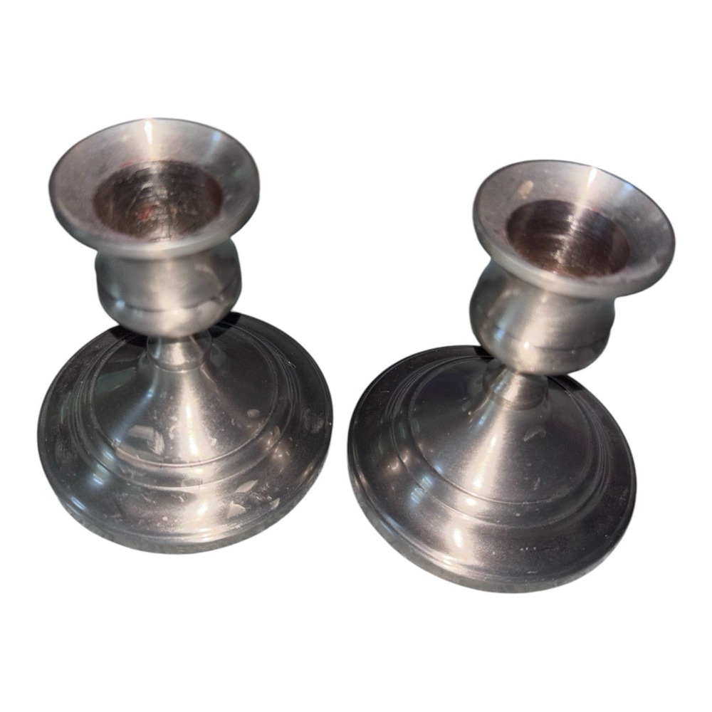 Baldwin Forged In America Brushed Nickel Candle Holders 1960 3"